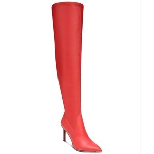 BAR III Milliee Red Studded Over The Knee Boots Size 8.5